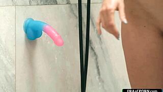 charlotte sins gets caught fucking a tattooed pussy with dildo in shower by roommate.