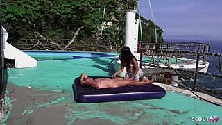 Old German tourist fucks Latina MILF's ass publicly near beach