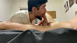Making my hetero friend cum with a blowjob
