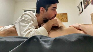 Making my hetero friend cum with a blowjob