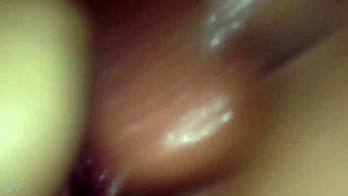 Bent over in doggystyle with oil because it hurts