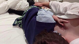 Schoolgirl in uniform rides herself on cock, gets creampied inside pussy, homemade amateur video 😍