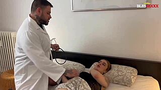 in the hospital, the doctor starts fucking the shy young lady during her exam, with tattoos and piercings on display
