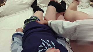 Schoolgirl in uniform rides herself on cock, gets creampied inside pussy, homemade amateur video 😍