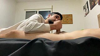Making my hetero friend cum with a blowjob