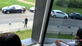 Watch As I Fuck The Skinny Brunette Babe In Front Of The Neighbors, Her Small Tits Bouncing.