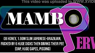 oh honey, slim japanese-brazilian fucked by 6 huge dicks drank cum 😍