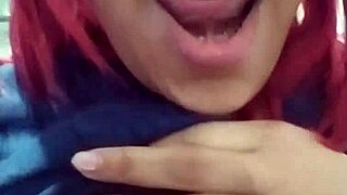 Mature BBW wife licks big tits in kitchen webcam