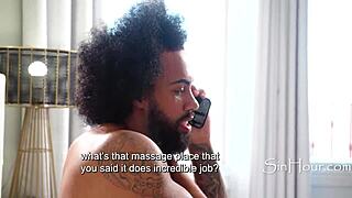 Emergency massage turns into interracial big black cock fucking outdoors