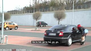 Rough fuck in gas station glory hole!