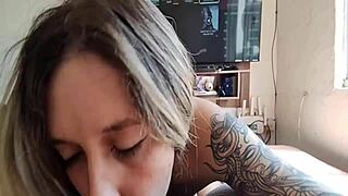 petite babe sucks cock for creampie in morning