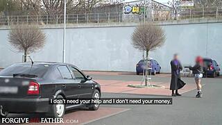 Rough fuck in gas station glory hole!