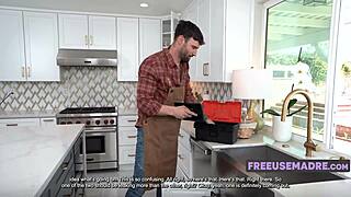 Thick Housewife Bends Over in Kitchen for Interracial Doggystyle. Big Ass Cheating Fun.