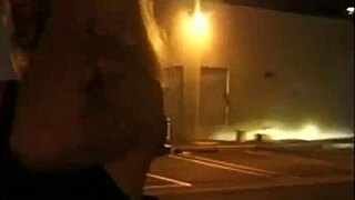 Blonde cougar swallows cum after deepthroat in car