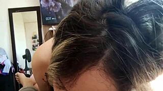 petite babe sucks cock for creampie in morning