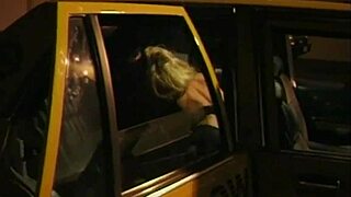 Blonde cougar swallows cum after deepthroat in car