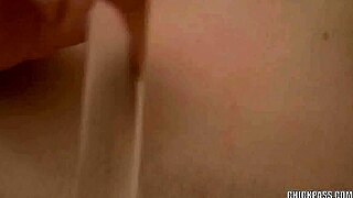 Brunette coed Megan is fucking her dildo solo in her room.