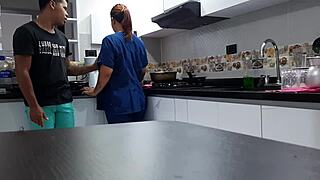 I convince the sexy latina employee to fuck hard in the kitchen