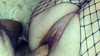 DEEP SLOW ANAL SEX WITH SKINNY WIFE IN MESH STOCKINGS!