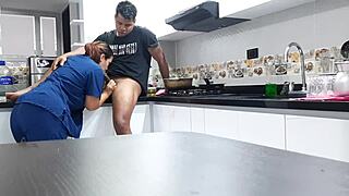 I convince the sexy latina employee to fuck hard in the kitchen