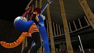 blue vixen gets properly used in bdsm fucking and blowjob