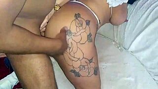 Interracial Amateur Sex with Monster Cock Stuck on Sofa