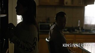 I obsess over step sis in cinema seduction fantasy with licking and riding