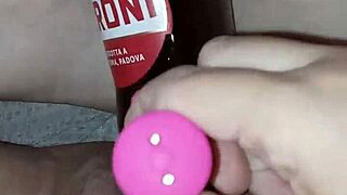 Gretala pregnant and excited rubbing bottle on pussy