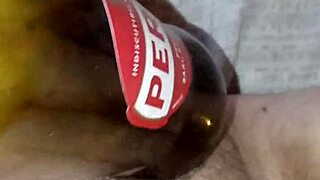 Gretala pregnant and excited rubbing bottle on pussy