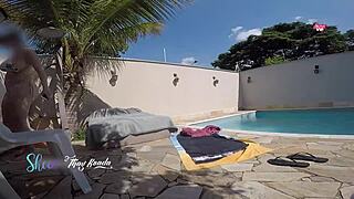 I asked the pharmacy delivery guy to put sunscreen on me in public outdoor cuckold fun