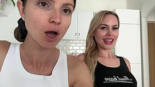 Perfume lovers with blonde and brunette beauties