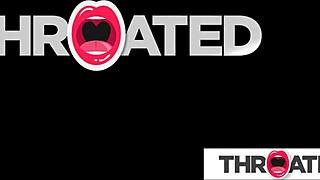 Can you believe this busty blonde deepthroating a massive cock?