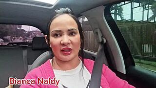 I saw a stud on the beach for a ride until nightfall, flashing my milf body.