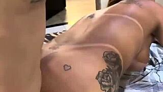 i asked the tattooed guy to spread my pussy hard, and he didn't disappoint while the cuckold watched