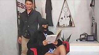 abby seduces tutor for doggystyle filling of her shaved wet pussy