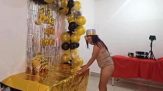 beautiful lady at new year's eve party in vip whore dress