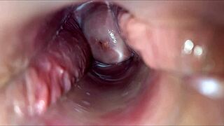 Close up of vaginal orgasm during intense pleasure.