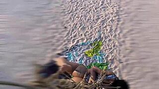 The shibarist ties the brunette in the coconut tree