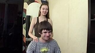 perverted teen shows small tits in office shower