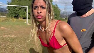 Married Woman Masturbates Naked on Football Field