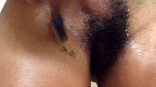 Bratty Sub Shaves Hairless Pussy While Bound In Ebony Scene