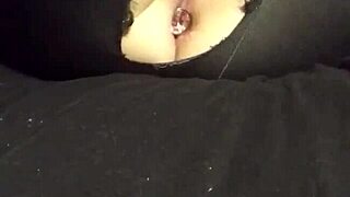 i'm a bored slut wife poundin my pussy and squeezin a plug in my tight ass