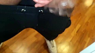 Pretty Glamour Babe Flashes Ass in Bedroom Striptease with Intense Cumshot