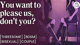 Femdom disciplines submissive boyfriend in amateur threesome