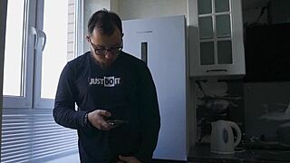 The neighbor roughly fucks the guy with strapon