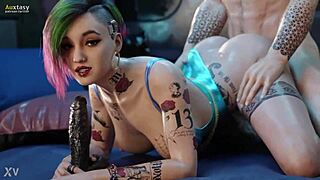 Judy Alvarez Shows Her Big Tits In Blowjob Compilation From 2077!