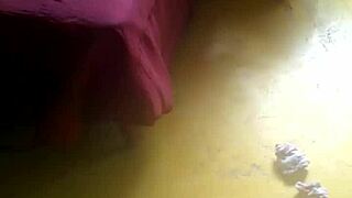 I watch my cousin use the vibrator outdoors.