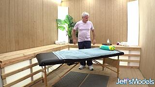 Hot bbw remi ferdinand has her hairy pussy rubbed good by the masseur