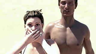 Vore et spørgsmål om perspektiv thewiking2000 med stor solbrun høj rødhåret i bikini mave slugning tegneserie