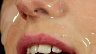 Nasty Babe Gets Sperm Load on Face Sucking All Jizz!